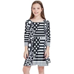 Black And White Kids  Quarter Sleeve Skater Dress