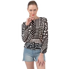 Black And White Banded Bottom Chiffon Top