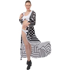 Black And White Maxi Chiffon Beach Wrap