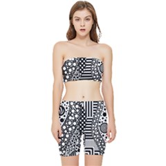 Black And White Stretch Shorts And Tube Top Set
