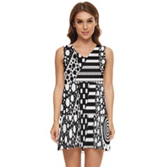 Black And White Tiered Sleeveless Mini Dress by gasi