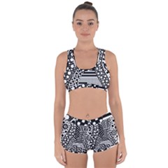 Black And White Racerback Boyleg Bikini Set