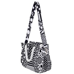 Black And White Rope Handles Shoulder Strap Bag by gasi