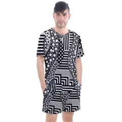 Black And White Men s Mesh Tee And Shorts Set