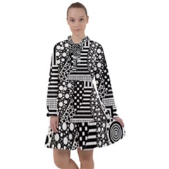 Black And White All Frills Chiffon Dress