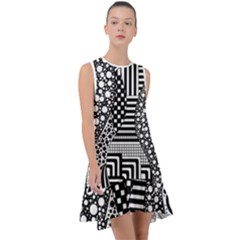 Black And White Frill Swing Dress by gasi