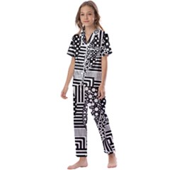 Black And White Kids  Satin Short Sleeve Pajamas Set by gasi