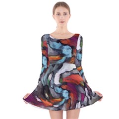 Abstract Art Long Sleeve Velvet Skater Dress
