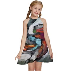 Abstract Art Kids  Halter Collar Waist Tie Chiffon Dress by gasi