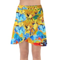 Abstract Art Wrap Front Skirt