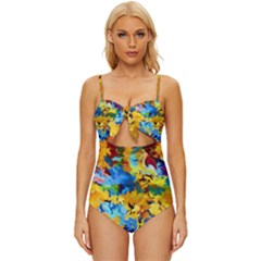 Abstract Art Knot Front One-piece Swimsuit by gasi