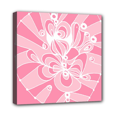 Pink Zendoodle Mini Canvas 8  x 8  (Stretched)
