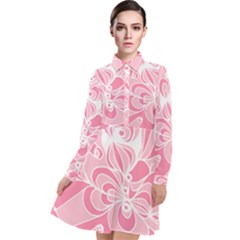 Pink Zendoodle Long Sleeve Chiffon Shirt Dress