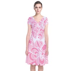 Pink Zendoodle Short Sleeve Front Wrap Dress