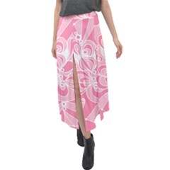 Pink Zendoodle Velour Split Maxi Skirt
