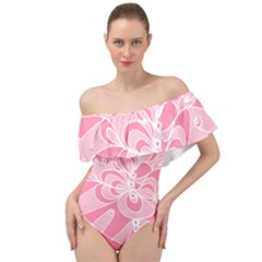 Pink Zendoodle Off Shoulder Velour Bodysuit 