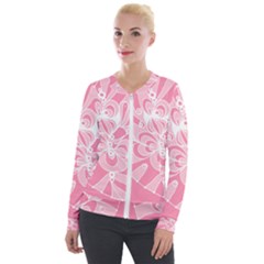 Pink Zendoodle Velvet Zip Up Jacket