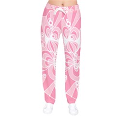 Pink Zendoodle Women Velvet Drawstring Pants