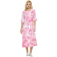 Pink Zendoodle Double Cuff Midi Dress