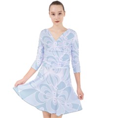 Blue 2 Zendoodle Quarter Sleeve Front Wrap Dress by Mazipoodles