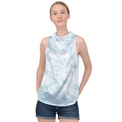 Blue 2 Zendoodle High Neck Satin Top by Mazipoodles