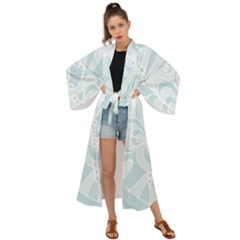 Blue 2 Zendoodle Maxi Kimono by Mazipoodles