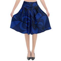Blue 3 Zendoodle Flared Midi Skirt by Mazipoodles