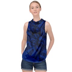 Blue 3 Zendoodle High Neck Satin Top by Mazipoodles