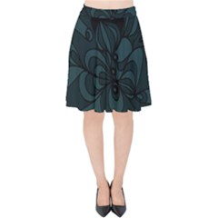 Green Zendoodle Velvet High Waist Skirt by Mazipoodles