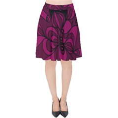 Aubergine Zendoodle Velvet High Waist Skirt by Mazipoodles