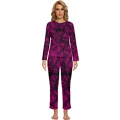 Aubergine Zendoodle Womens  Long Sleeve Lightweight Pajamas Set by Mazipoodles