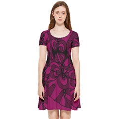 Aubergine Zendoodle Inside Out Cap Sleeve Dress by Mazipoodles