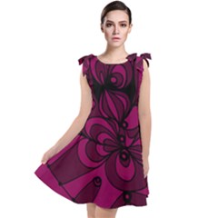 Aubergine Zendoodle Tie Up Tunic Dress by Mazipoodles