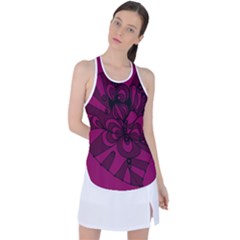 Aubergine Zendoodle Racer Back Mesh Tank Top by Mazipoodles