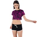 Aubergine Zendoodle Tie Back Short Sleeve Crop Tee View1