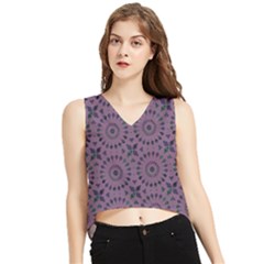 Kaleidoscope Scottish Violet V-neck Cropped Tank Top by Mazipoodles