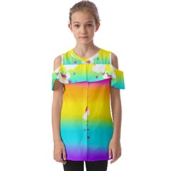 Unicorn Einhorn Licorne Fold Over Open Sleeve Top by gasi