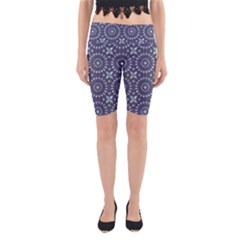 Kaleidoscope Deep Purple Yoga Cropped Leggings by Mazipoodles