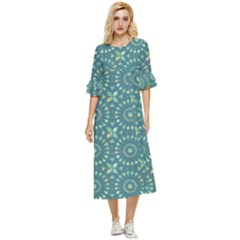 Kaleidoscope Hunter Green Double Cuff Midi Dress by Mazipoodles