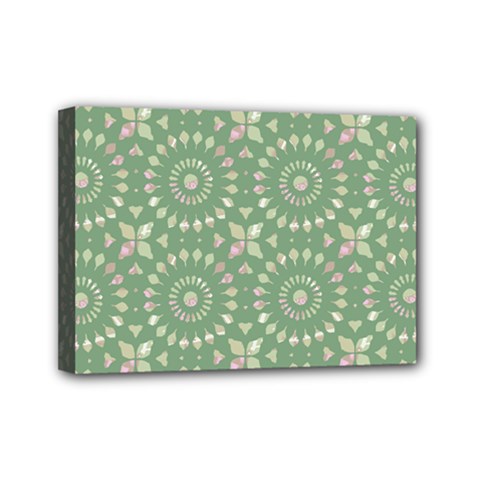 Kaleidoscope Peaceful Green Mini Canvas 7  X 5  (stretched) by Mazipoodles