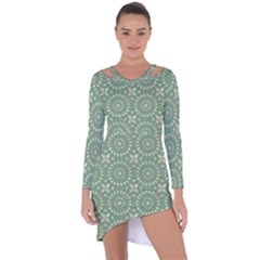 Kaleidoscope Peaceful Green Asymmetric Cut-out Shift Dress by Mazipoodles