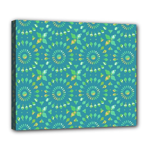Kaleidoscope Jericho Jade Deluxe Canvas 24  X 20  (stretched) by Mazipoodles