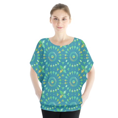 Kaleidoscope Jericho Jade Batwing Chiffon Blouse by Mazipoodles