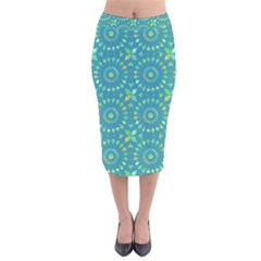 Kaleidoscope Jericho Jade Velvet Midi Pencil Skirt