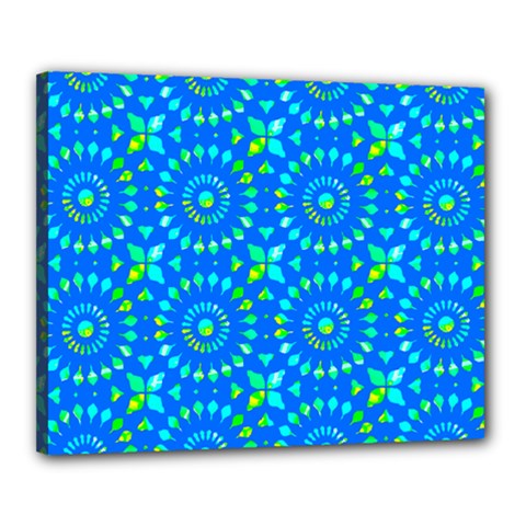 Kaleidoscope Blue Canvas 20  X 16  (stretched) by Mazipoodles