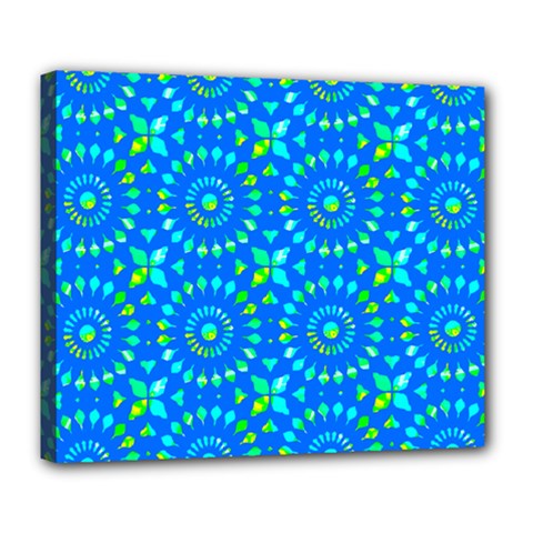 Kaleidoscope Blue Deluxe Canvas 24  X 20  (stretched) by Mazipoodles