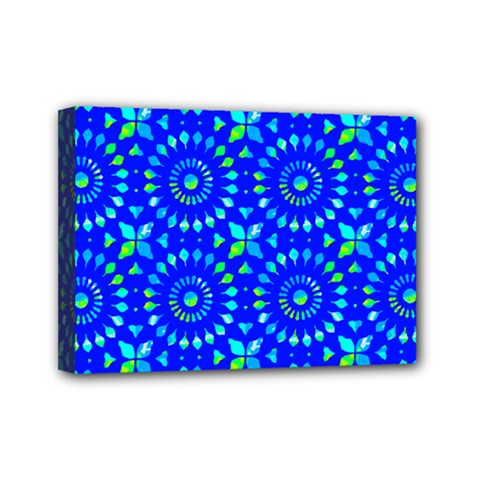 Kaleidoscope Royal Blue Mini Canvas 7  X 5  (stretched) by Mazipoodles