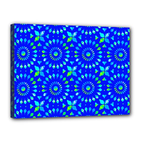 Kaleidoscope Royal Blue Canvas 16  X 12  (stretched) by Mazipoodles