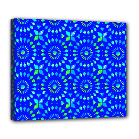 Kaleidoscope Royal Blue Deluxe Canvas 24  X 20  (stretched) by Mazipoodles