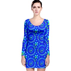 Kaleidoscope Royal Blue Long Sleeve Velvet Bodycon Dress by Mazipoodles